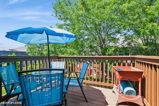 13350 Forest Ridge Dr Unit 1, Palos Heights, IL 60463 - wooden deck with outdoor dining space