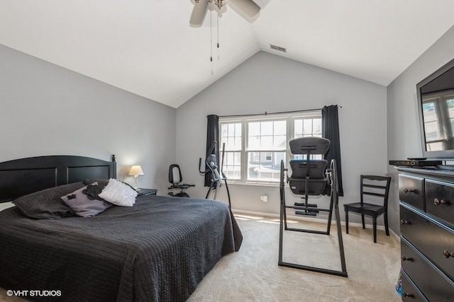 13350 Forest Ridge Dr Unit 1, Palos Heights, IL 60463 - bedroom featuring lofted ceiling, light carpet, and a ceiling fan