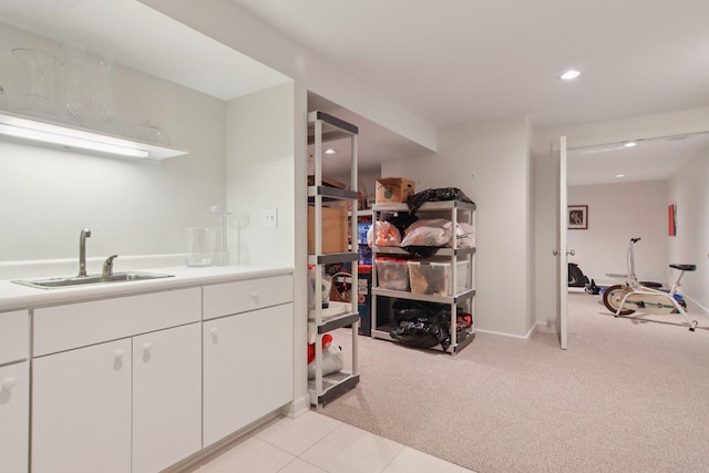 13 Wind Ridge Rd, South Barrington, IL 60010 - kitchen featuring recessed lighting, white cabinets, light carpet, and light countertops