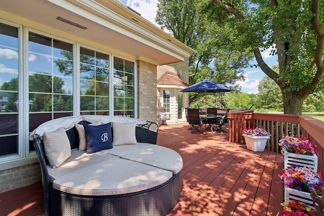 13 Wind Ridge Rd, South Barrington, IL 60010 - wooden terrace featuring outdoor dining area