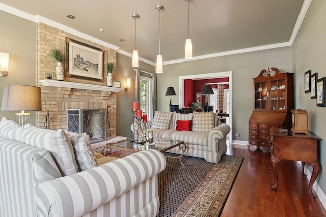 13 Wind Ridge Rd, South Barrington, IL 60010 - living area with wood finished floors, a fireplace, and ornamental molding