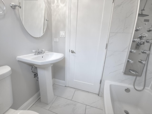 1747 E 92nd Pl, Chicago, IL 60617 - full bath with marble look tiles and shower / tub combination