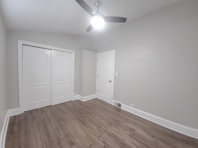 1747 E 92nd Pl, Chicago, IL 60617 - unfurnished bedroom featuring wood finished floors, a closet, ceiling fan, and vaulted ceiling