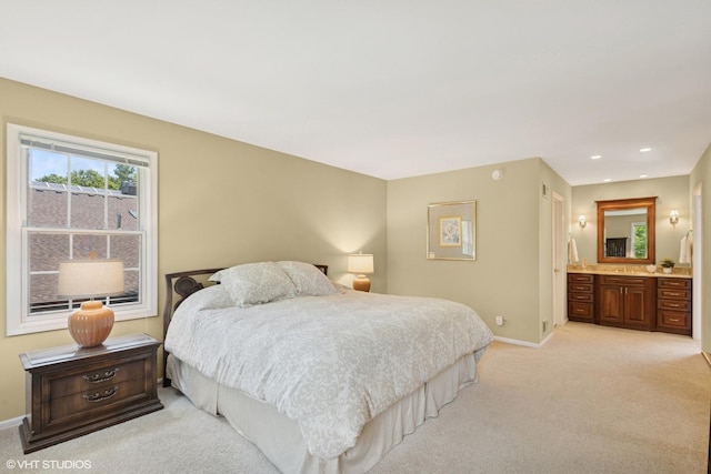 375 Sunset Dr, Northfield, IL 60093 - bedroom with light carpet, recessed lighting, and ensuite bathroom