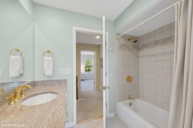375 Sunset Dr, Northfield, IL 60093 - full bath featuring shower / tub combo, tile patterned floors, and vanity