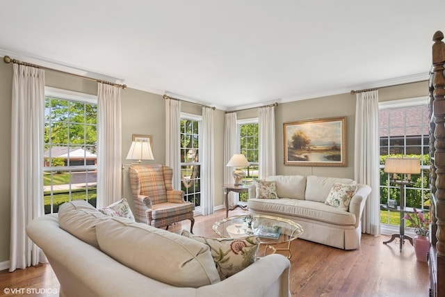 375 Sunset Dr, Northfield, IL 60093 - living room featuring crown molding and wood finished floors