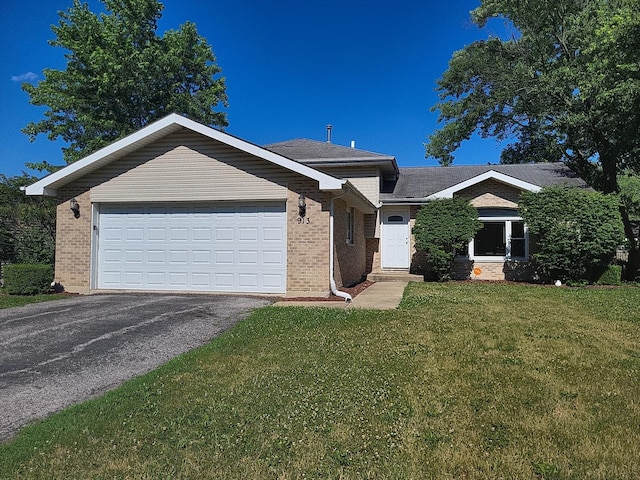 913 Dartmouth Ave, Matteson, IL 60443 - ranch-style home with brick siding, driveway, a front yard, and an attached garage