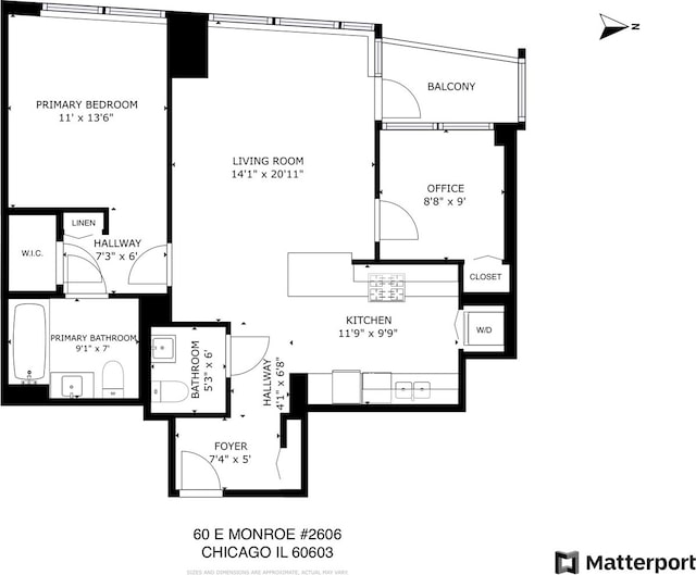 60 E Monroe St Unit 2606, Chicago, IL 60603 - view of property floor plan