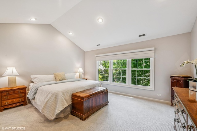 315 Princeton Ln, Glenview, IL 60026 - bedroom featuring lofted ceiling, light carpet, and recessed lighting