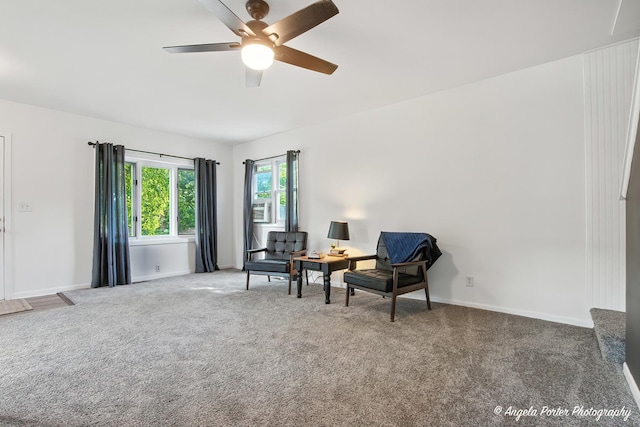 5535 Wonder Woods Dr, Wonder Lake, IL 60097 - living area featuring carpet floors and ceiling fan
