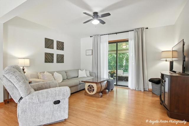4725 Winnebago Dr, Wonder Lake, IL 60097 - living room featuring light wood-style floors and ceiling fan