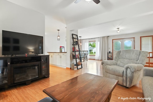 4725 Winnebago Dr, Wonder Lake, IL 60097 - living room with ceiling fan and light wood finished floors