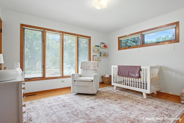4725 Winnebago Dr, Wonder Lake, IL 60097 - bedroom with wood finished floors and a crib