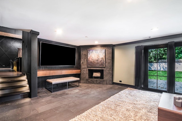 400 S Rose Ave, Park Ridge, IL 60068 - home theater with baseboards and a fireplace