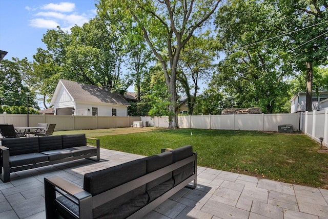 400 S Rose Ave, Park Ridge, IL 60068 - fenced backyard with an outdoor living space, a patio area, and outdoor dining area