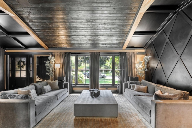 400 S Rose Ave, Park Ridge, IL 60068 - living area featuring a wooden ceiling with exposed beams