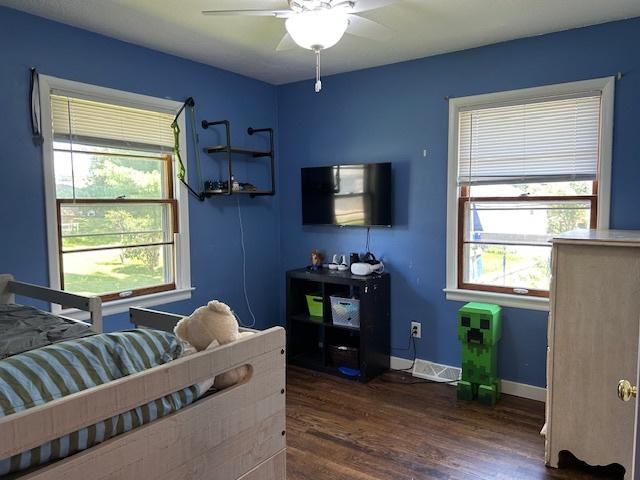110 Shady Ln, Dixon, IL 61021 - bedroom featuring wood finished floors and a ceiling fan