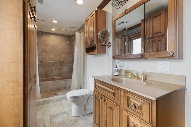41W072 Bowes Rd, Elgin, IL 60124 - bathroom with vanity, recessed lighting, and shower / bath combination with curtain