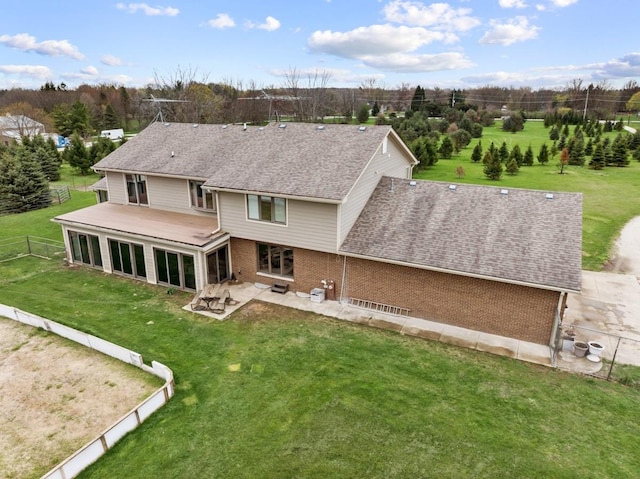 41W072 Bowes Rd, Elgin, IL 60124 - back of house with a patio area, brick siding, and a shingled roof