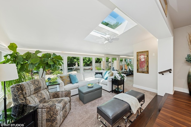 316 S Reuter Dr, Arlington Heights, IL 60005 - living room featuring a skylight and ceiling fan