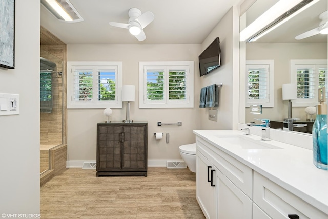 316 S Reuter Dr, Arlington Heights, IL 60005 - bathroom featuring ceiling fan, healthy amount of natural light, and vanity