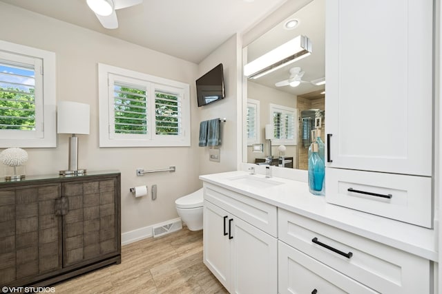 316 S Reuter Dr, Arlington Heights, IL 60005 - full bath featuring ceiling fan, vanity, and wood finished floors