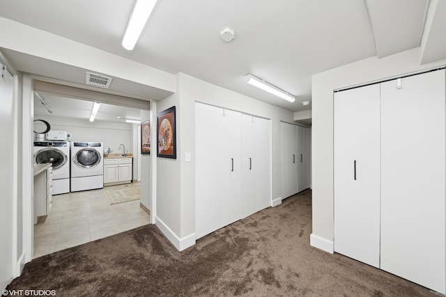 316 S Reuter Dr, Arlington Heights, IL 60005 - laundry area with washing machine and dryer and light colored carpet