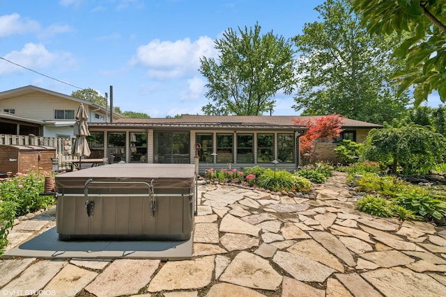 316 S Reuter Dr, Arlington Heights, IL 60005 - view of patio / terrace featuring a hot tub and a sunroom