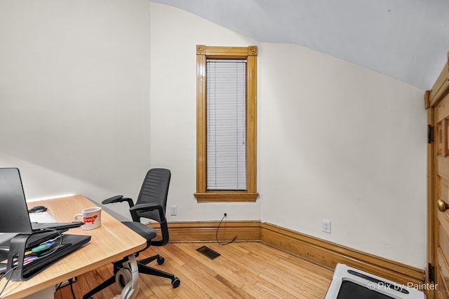 3516 N Reta Ave, Chicago, IL 60657 - office featuring vaulted ceiling and hardwood / wood-style flooring