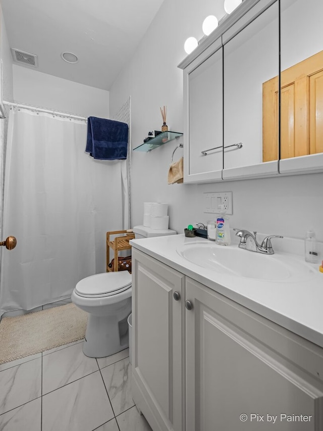 3516 N Reta Ave, Chicago, IL 60657 - full bath with vanity, marble finish floors, and curtained shower