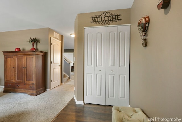 218 Minuet Cir, Volo, IL 60073 - hallway with dark wood-type flooring and stairway