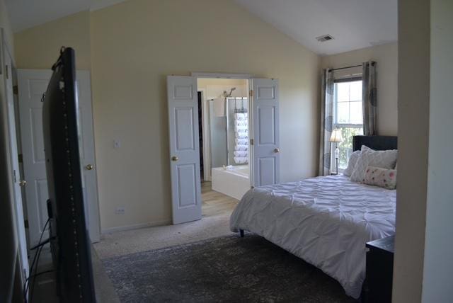 4355 Barharbor Dr, Lake In The Hills, IL 60156 - bedroom featuring vaulted ceiling, carpet floors, and ensuite bathroom