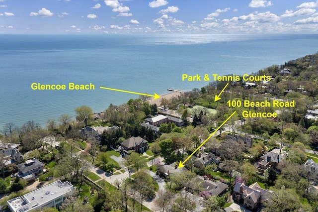 100 Beach Rd, Glencoe, IL 60022 - aerial perspective of suburban area featuring a nearby body of water