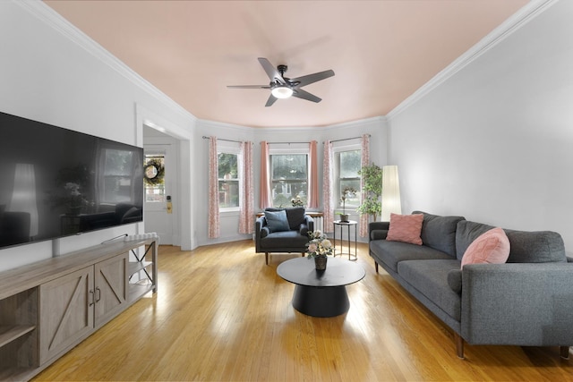 317 N Marion St, Oak Park, IL 60302 - living area with ceiling fan, crown molding, and light wood-type flooring