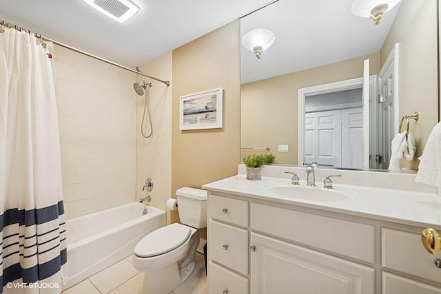 3967 Garden Ave, Western Springs, IL 60558 - bathroom featuring vanity, shower / bath combo with shower curtain, and tile patterned flooring