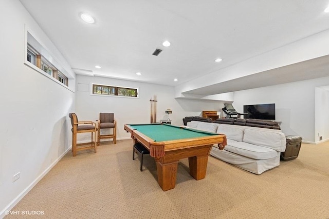 3967 Garden Ave, Western Springs, IL 60558 - rec room with light colored carpet, billiards table, and recessed lighting