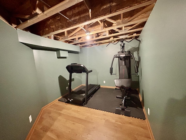 2525 E 6th St, Belvidere, IL 61008 - exercise area with baseboards and wood finished floors