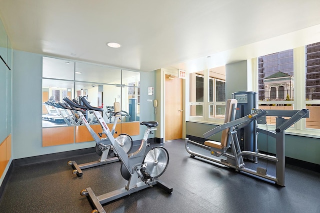 345 N La Salle Dr Unit 1010, Chicago, IL 60654 - exercise room featuring baseboards and recessed lighting
