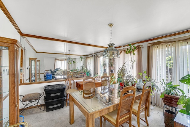 324 E 173rd Pl, South Holland, IL 60473 - dining room with ornamental molding, a chandelier, and light colored carpet