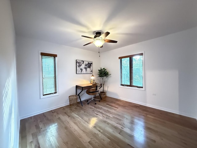 6412 Redbird Ln, Crystal Lake, IL 60012 - home office with plenty of natural light, a ceiling fan, and wood finished floors