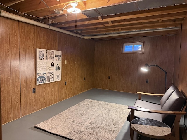 6412 Redbird Ln, Crystal Lake, IL 60012 - sitting room with concrete floors and wooden walls