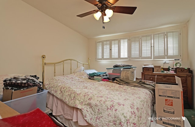 1247 Cavell Ave, Highland Park, IL 60035 - bedroom with vaulted ceiling and ceiling fan