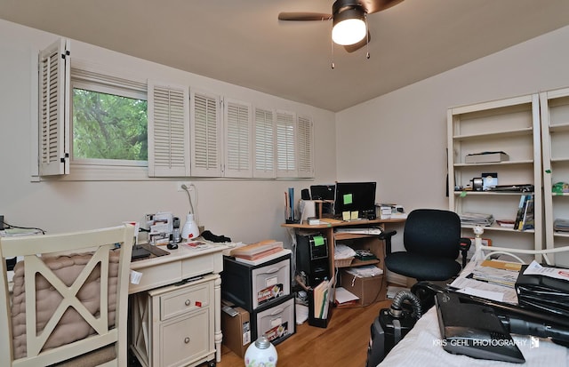 1247 Cavell Ave, Highland Park, IL 60035 - office space with wood finished floors and a ceiling fan