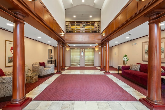 3100 Lexington Ln Unit 203, Glenview, IL 60026 - common area with high vaulted ceiling and recessed lighting