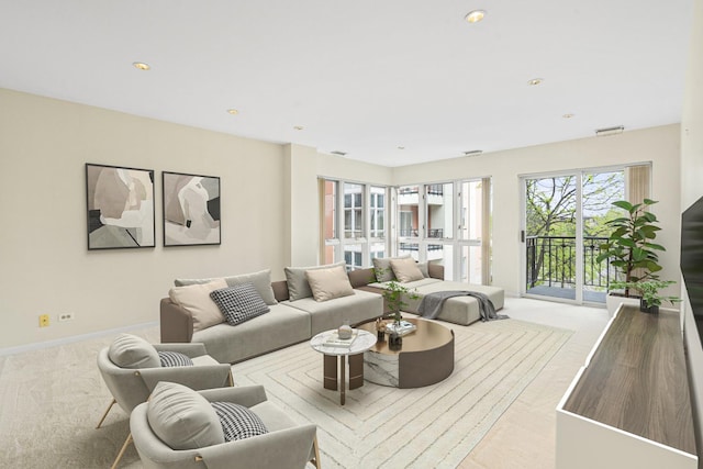 3100 Lexington Ln Unit 203, Glenview, IL 60026 - carpeted living area featuring baseboards and recessed lighting