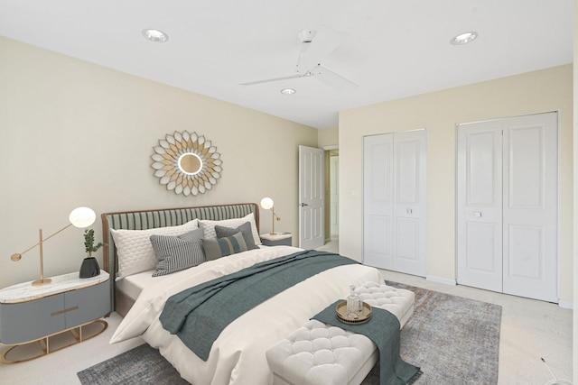 3100 Lexington Ln Unit 203, Glenview, IL 60026 - bedroom featuring a ceiling fan and recessed lighting