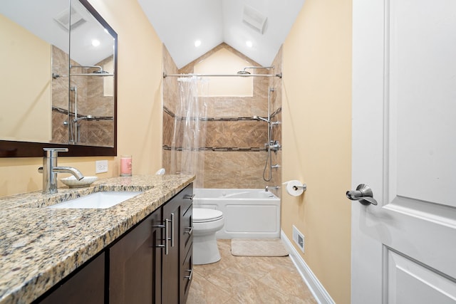 7726 S Moody Ave, Burbank, IL 60459 - bathroom featuring vanity, bathtub / shower combination, and lofted ceiling