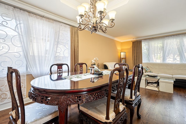7726 S Moody Ave, Burbank, IL 60459 - dining area featuring a chandelier, crown molding, and wood finished floors