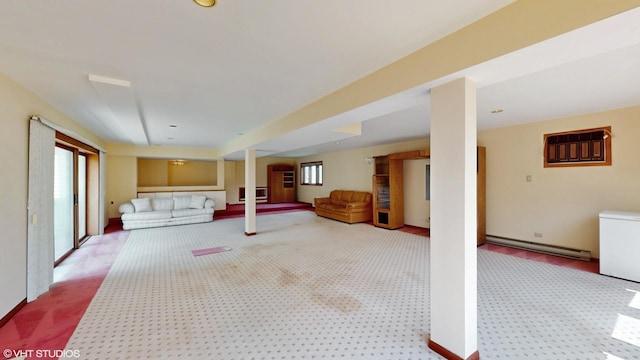 270 W Fremont Ave, Elmhurst, IL 60126 - basement with carpet, baseboard heating, and refrigerator