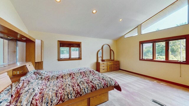 270 W Fremont Ave, Elmhurst, IL 60126 - bedroom featuring vaulted ceiling, recessed lighting, and light colored carpet